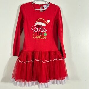 Counting Daisies Tutu Dress Girls 6 Red EDear Santa I Can Explain CHRISTMAS